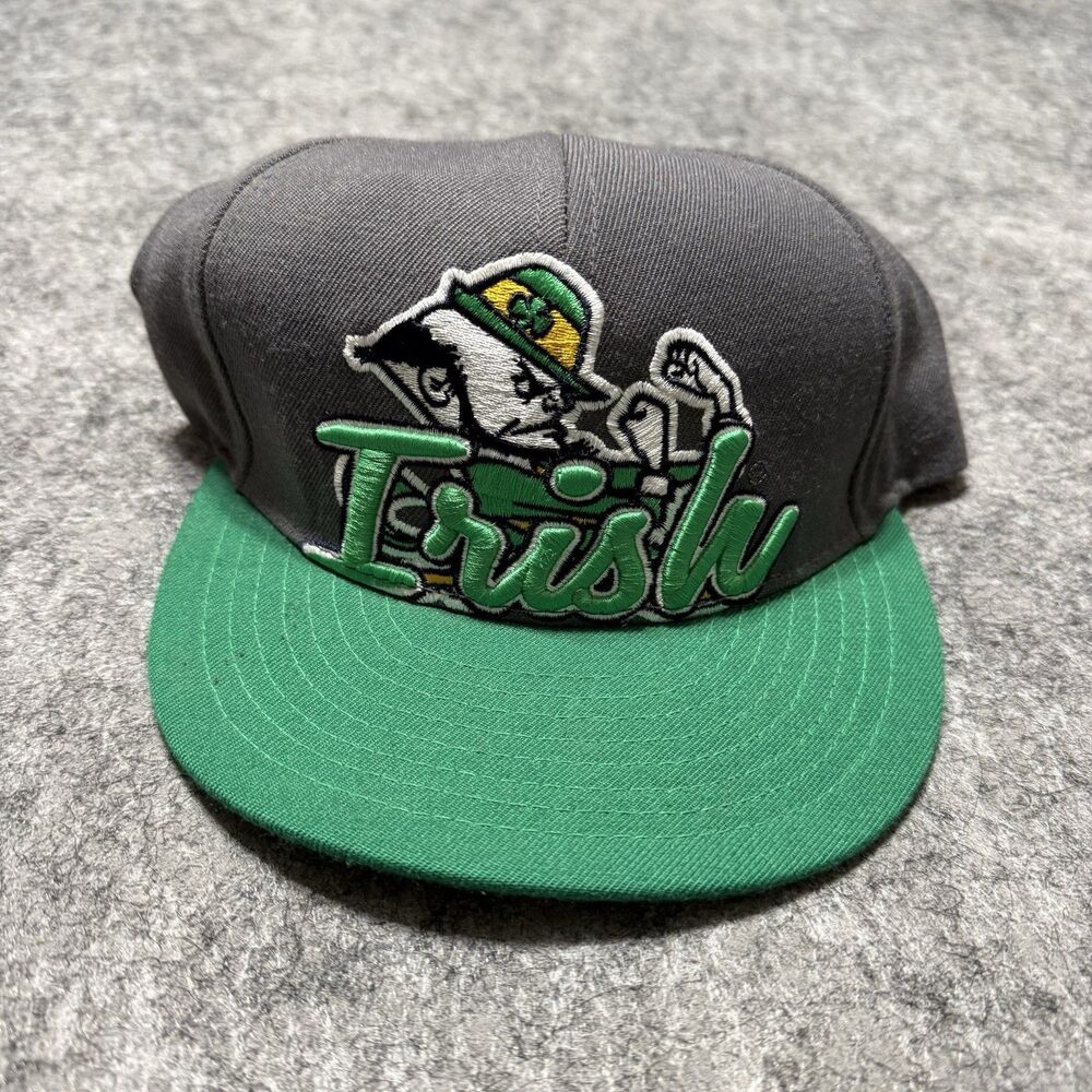 Notre Dame Fighting Irish Hat Top of the World Snapback Grey Green Mascot